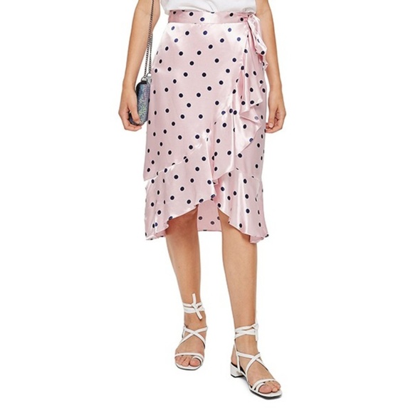 Topshop Dresses & Skirts - Topshop Satin Spot Ruffle Skirt
